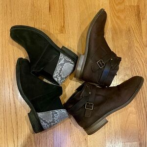 CLARKS Twin Set - Women's Suede and Leather Ankle Boots - Size 7